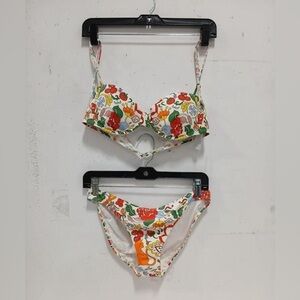 Tory Burch Red and Orange Floral Bikini